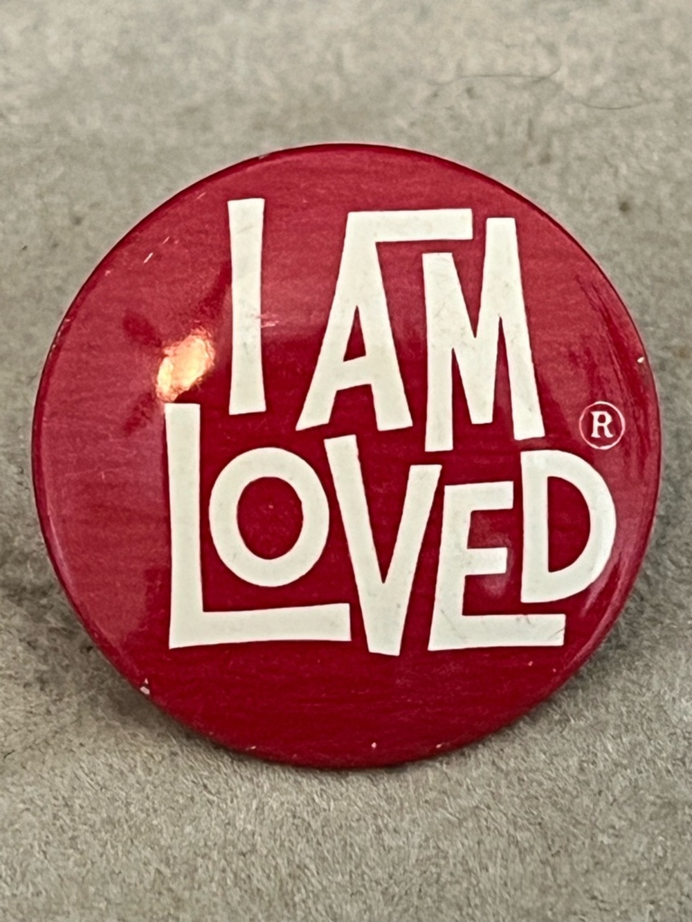 Vintage Helzberg’s Diamond Shops I AM LOVED Red Button